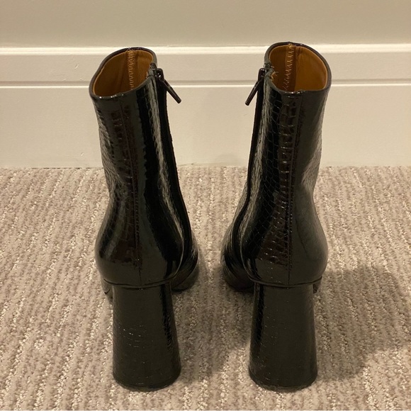 & Other Stories Croc Embossed Black Ankle Boots - Picture 4 of 6